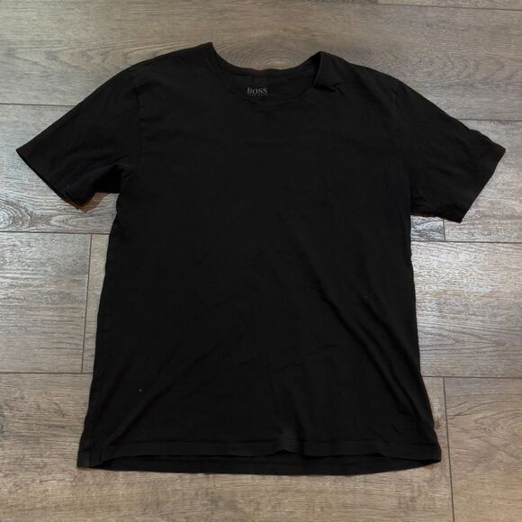 Boss Hugo Boss Solid Black Short Sleeve T-Shirt - Men's Size Large - Picture 1 of 6